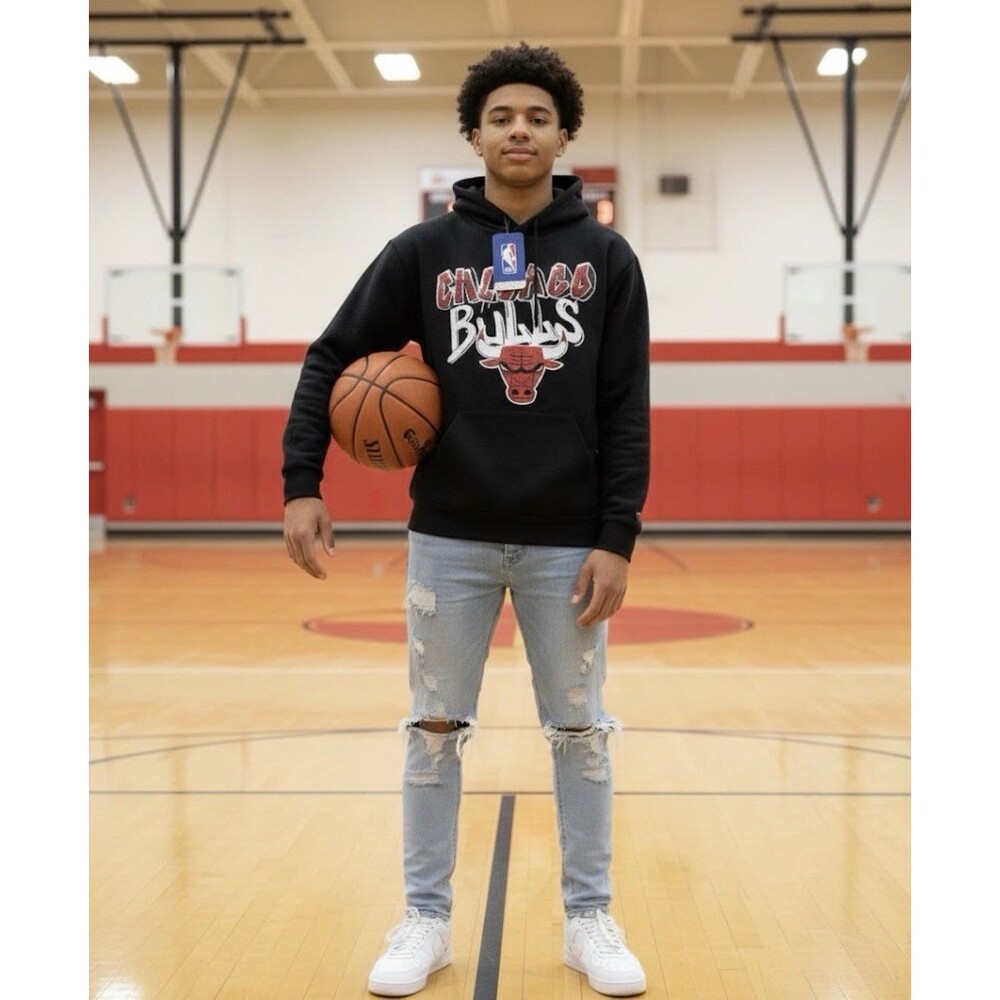NBA Chicago Bulls Boys Pullover Hoodie Black Cotton 14-15YRS